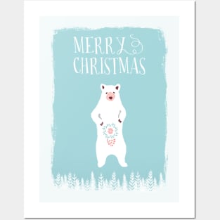 White Christmas Bear Posters and Art